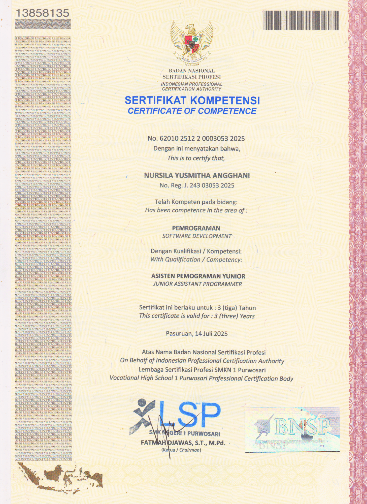 Junior Programmer Certification - BNSP